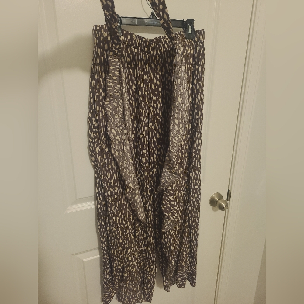 SaltyLemon Women's Brown Patterned Wide Leg Pants - Picture 5 of 5